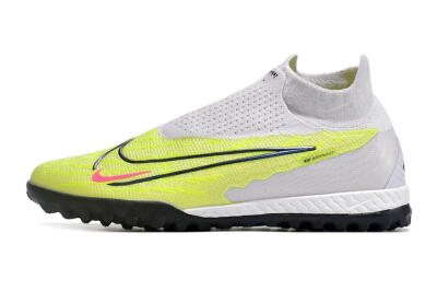 Men's Nike Phantom GX Elite DF Link TF Artificial Turf High-Tops Football Shoes - Grey/Green/Pink