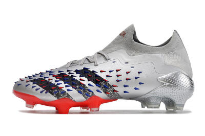 Unisex Adidas Predator Freak.1 FG Firm Ground Low-Tops Football Boots - Silver/Blue/Red/Black