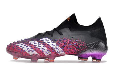 Unisex Adidas Predator Freak.1 FG Firm Ground Low-Tops Football Boots - Black/Pink/Purple
