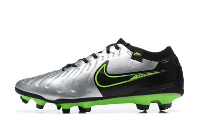 Men's NikeTiempo Legend 10 Elite FG Firm Ground Low-Tops Football Boots - Silver/Black/Blue