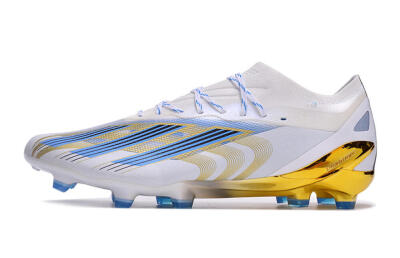 Men's Adidas X Crazyfast.1 FG Firm Ground Low-Tops Football Boots - White/Blue/Gold