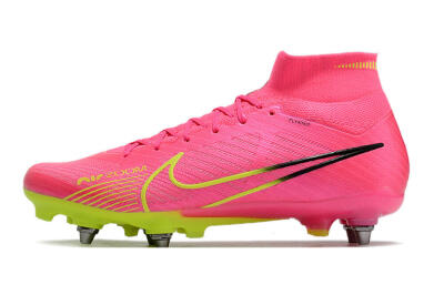 Men's Nike Air Zoom Mercurial Superfly 9 Elite SG Soft Ground High-Tops Football Boots - Pink/Green/Black