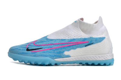 Men's Nike Phantom GX Elite DF Link TF Artificial Turf High-Tops Football Shoes - White/Blue/Pink