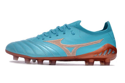 Men's Mizuno Morelia Neo 3 Made in Japan FG Firm Ground Low-Tops Football Boots - Blue/Brown