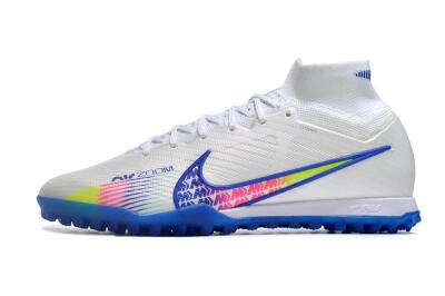 Men's Nike Air Zoom Mercurial Superfly 9 Elite TF Artificial Turf High-Tops Football Shoes - White/Blue/Pink