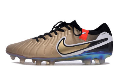 Men's NikeTiempo Legend 10 Elite FG Firm Ground Low-Tops Football Boots - Gold/Black/White