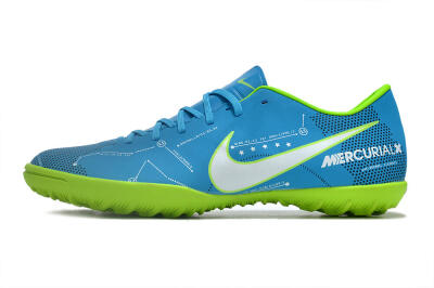 Men's NIke Mercuricalx Victory 6 TF Artificial Turf Low-Tops Football Shoes - Blue/Silver/Green
