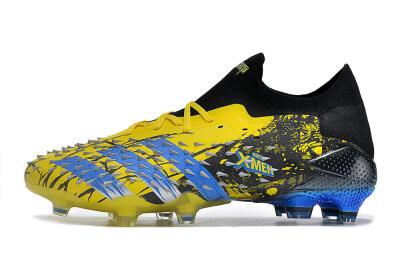 Men's Adidas Predator Freak.1 Low FG Firm Ground Low-Tops Football Boots - Yellow/Black/Blue
