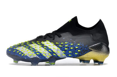 Men's Adidas Predator Freak.1 Low FG Firm Ground Low-Tops Football Boots - Black/Blue/Green