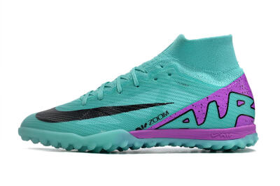 Unisex Nike Air Zoom Mercurial Superfly 9 Elite TF Artificial Turf High-Tops Football Shoes - Blue/Black/Purple
