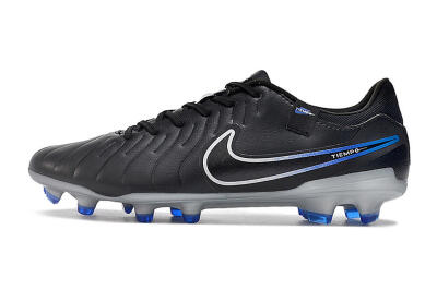 Men's Nike Tiempo Legend 10 Academy FG Firm Ground Low-Tops Football Boots - Black/White/Blue