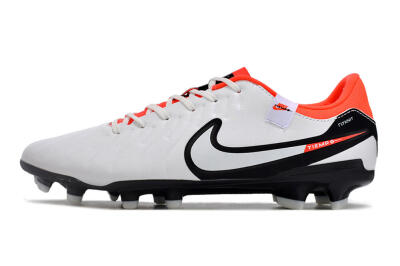 Men's Nike Tiempo Legend 10 Academy FG Firm Ground Low-Tops Football Boots - White/Black/Red