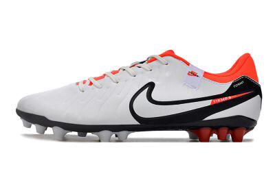 Men's Nike Tiempo Legend 10 Academy AG Artificial Grass Low-Tops Football Boots - White/Black/Red