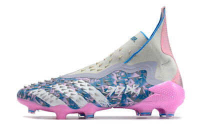 Unisex Adidas Predator Freak+ FG Firm Ground High-Tops Football Boots - Blue/Pink/White/Grey