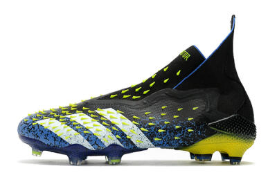 Unisex Adidas Predator Freak+ FG Firm Ground High-Tops Football Boots - Black/White/Blue