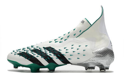 Unisex Adidas Predator Freak+ FG Firm Ground High-Tops Football Boots - White/Black/Green