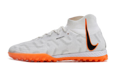Men's Nike Phantom Luna Elite NU TF Artificial Turf High-Tops Football Shoes - White/Orange/Grey