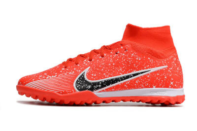 Men's Nike Air Zoom Mercurial Superfly 9 Elite TF Artificial Turf High-Tops Football Shoes - Red/White/Black