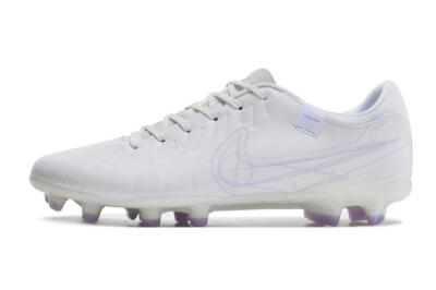 Men's Nike Tiempo Legend 10 Academy FG Firm Ground Low-Tops Football Boots - White/Purple