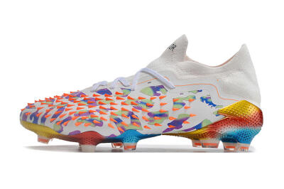 Unisex Adidas Predator Freak.1 Low FG Firm Ground High-Tops Football Boots - White/Blue/Orange/Gold