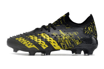 Unisex Adidas Predator Freak.1 Low FG Firm Ground Low-Tops Football Boots - Black/Yellow