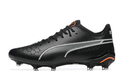 Men's Puma King Ultimate Icon MG Multi Ground Low-Tops Football Boots - Black/Silver/Orange