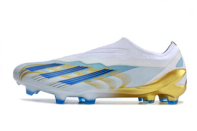 Men's Adidas X Crazyfast.1 FG Firm Ground Low-Tops Football Boots - White/Blue/Gold