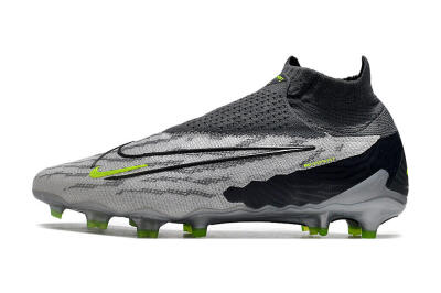 Men's Nike Phantom GX Elite DF Link FG Firm Ground High-Tops Football Boots - Grey/Black/Green