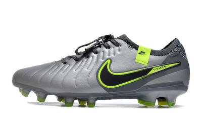Men's Nike Tiempo Legend 10 Elite FG Firm Ground Low-Tops Football Boots - Silver/Grey/Yellow