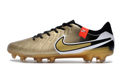 Men's Nike Tiempo Legend 10 Pro FG Firm Ground Low-Tops Football Boots - Gold/Black/White