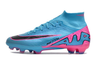Unisex Nike Air Zoom Mercurial Superfly 9 Elite FG Firm Ground High-Tops Football Boots - Blue/Pink/Black