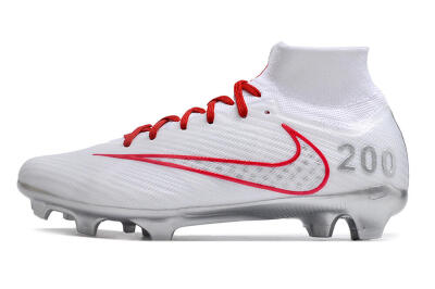 Unisex Nike Air Zoom Mercurial Superfly 9 Elite FG Firm Ground High-Tops Football Boots - White/Red/Silver