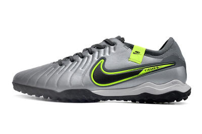 Men's Nike Tiempo Legend X Pro TF Artificial Turf Low-Tops Football Shoes - Silver/Black/Yellow