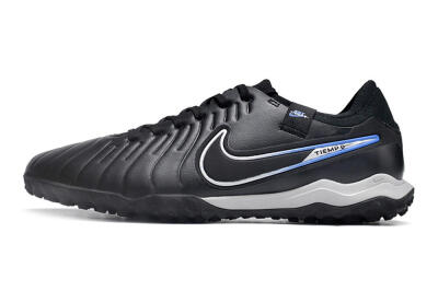 Men's NikeTiempo Legend 10 TF Artificial Turf Low-Tops Football Shoes - Black/Blue/White