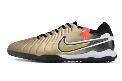 Men's Nike Tiempo Legend 10 TF Artificial Turf Low-Tops Football Shoes - Gold/White/Black