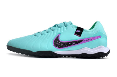Men's Nike Tiempo Legend 10 TF Artificial Turf Low-Tops Football Shoes - Blue/Black/Purple