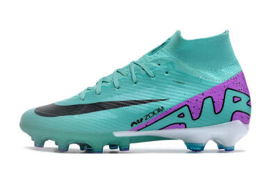 Unisex Nike Air Zoom Mercurial Superfly 9 Elite AG Artificial Grass High-Tops Football Boots - Jade/Purple/Black