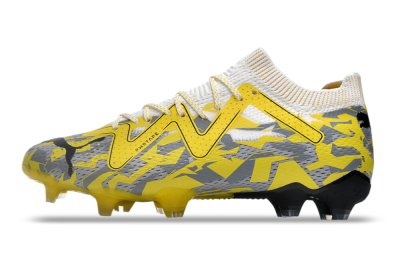 Men's Puma Future Ultimate FG Firm Ground Low-Tops Football Boots - Yellow/White/Grey