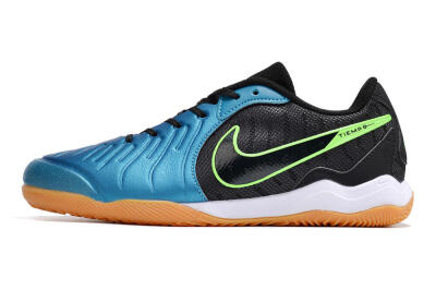 Men's Nike Tiempo Legend 10 Pro IC Indoor & Futsal Low-Tops Football Shoes - Blue/Black/Yellow