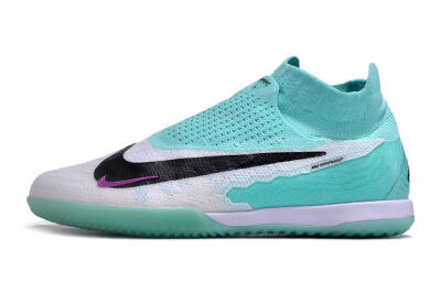 Men's Nike Phantom GX Elite DF Link IC Indoor & Futsal High-Tops Football Shoes - White/Jade/Black/Purple