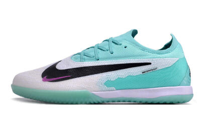 Men's Nike Phantom GX Elite IC Indoor & Futsal Low-Tops Football Shoes - White/Jade/Black/Purple
