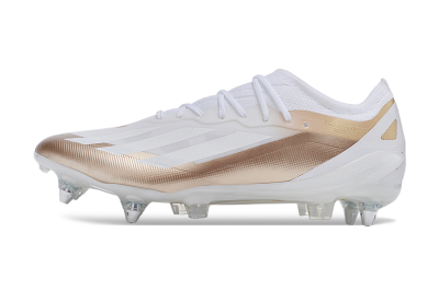 Men's Adidas X Crazyfast.1 SG Soft Ground Low-Tops Football Boots - White/Gold/Silver
