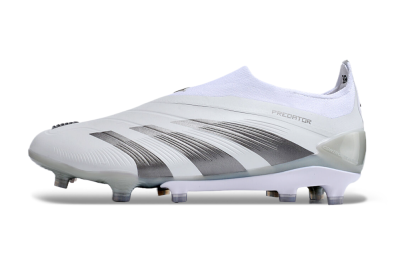 Men's Adidas Predator Accuracy+ FG Firm Ground Low-Tops Football Boots - White/Grey/Silver