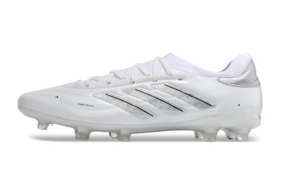 Men's Adidas Copa Pure 2+ FG Firm Ground Low-Tops Football Boots - White/Silver/Black