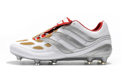 Men's Adidas Predator Precision FG Firm Ground Low-Tops Football Boots - White/Grey/Yellow