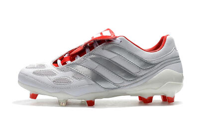 Men's Beckham x Adidas Predator Precision FG Firm Ground Low-Tops Football Boots - Grey/Red/White