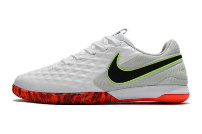 Men's NIke Tiempo Lunar Legend 8 Pro IC Indoor & Futsal Low-Tops Football Shoes - White/Black/Yellow/Red