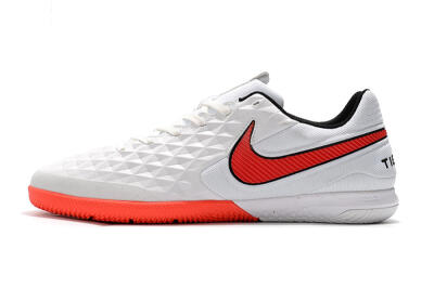 Men's NIke Tiempo Lunar Legend 8 Pro IC Indoor & Futsal Low-Tops Football Shoes - White/Red/Black