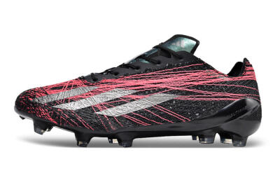 Men's Adidas X Crazyfast Strung+ FG Firm Ground Low-Tops Football Boots - Black/Silver/Pink