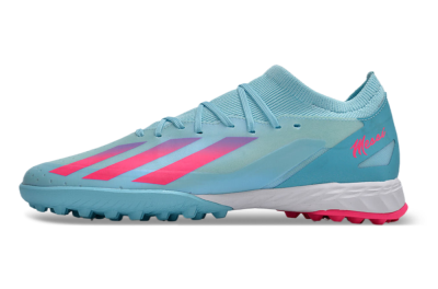 Men's Adidas X Crazyfast.3 TF Artificial Turf Low-Tops Football Shoes - Flash Aqua/Lucid Pink/Lucid Cyan
